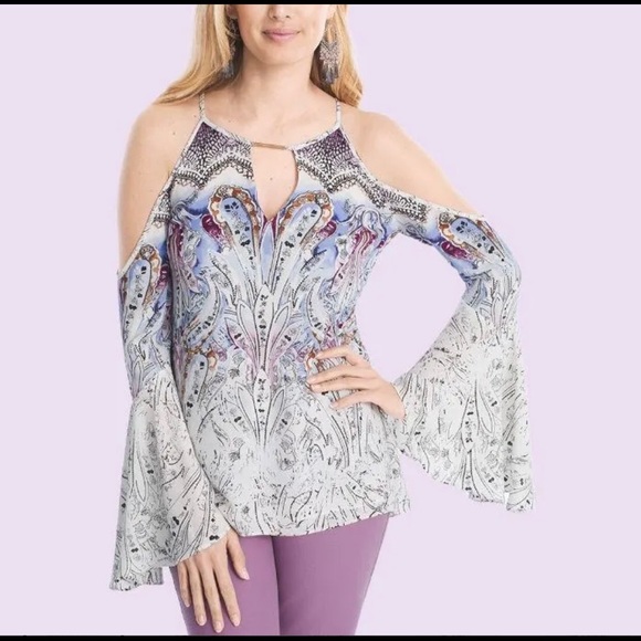 WHBM “Tasha” cold shoulder blouse - Picture 2 of 16
